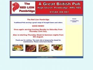 The Red Lion Pembridge website screenshot